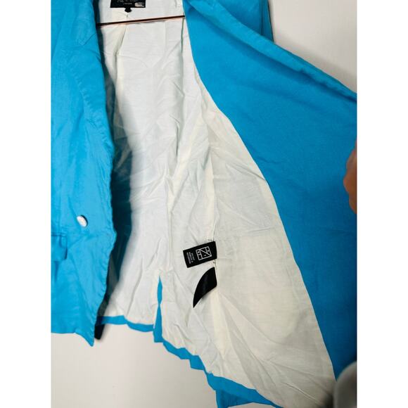 RAG & BONE Blue Linen Front Button Closure Fletcher Linen Blazer Coat Size 10 - Picture 12 of 16